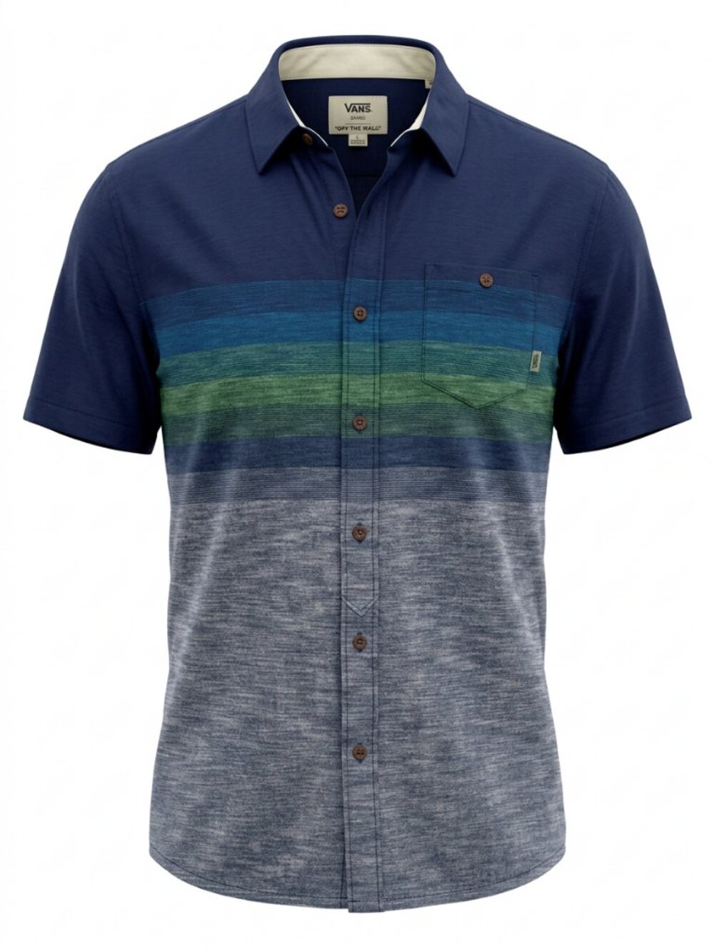 VANS Blue Striped Short Sleeve Button Up Casual Skate size l
